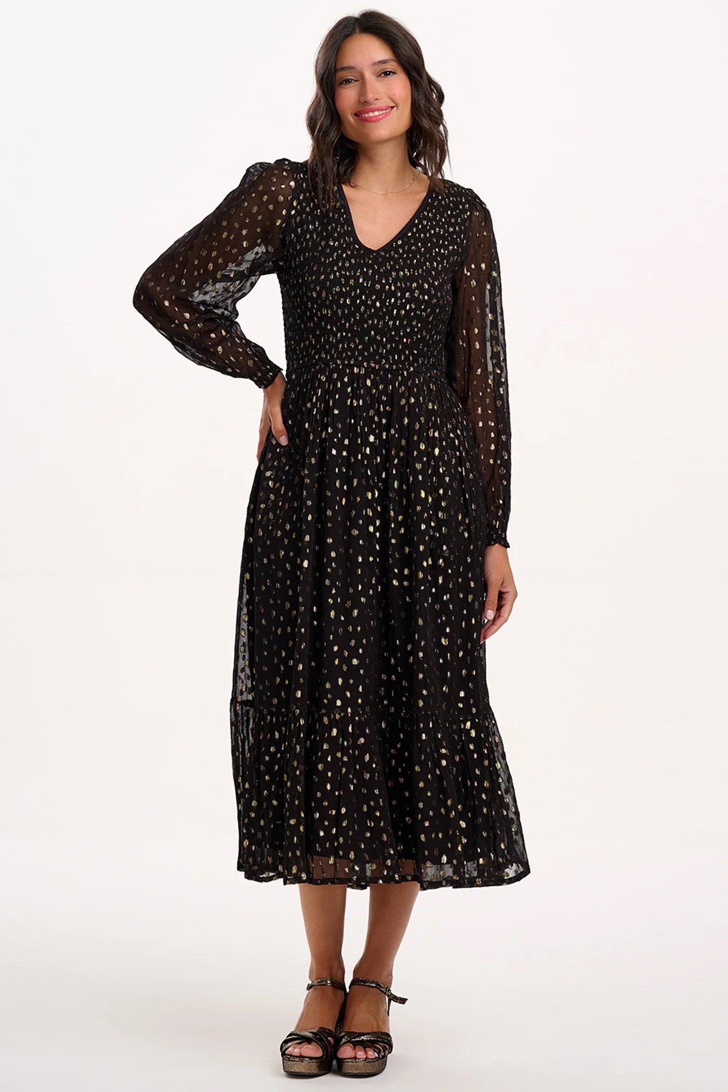 Sugarhill Brighton Jacqueline Metallic Spot Dress - Black