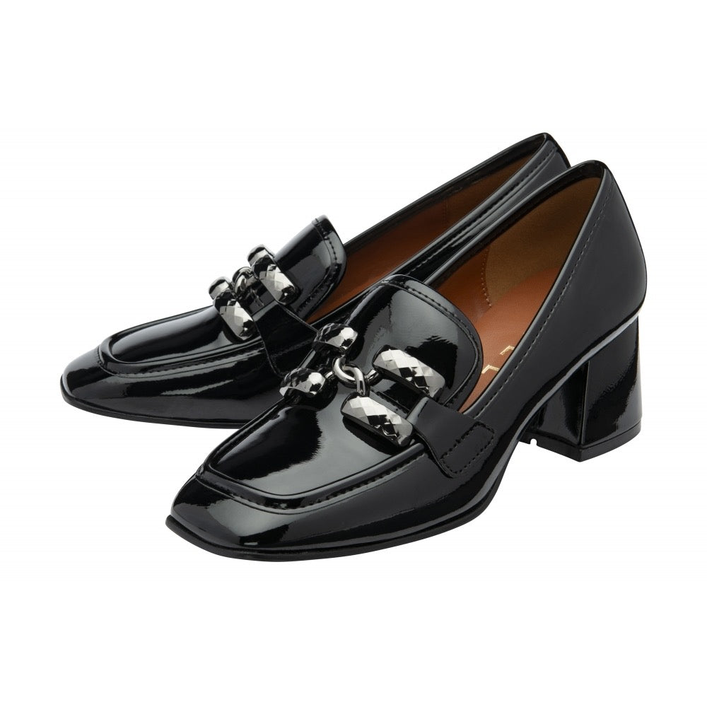 Ravel Black Patent Tweed Heeled Shoes