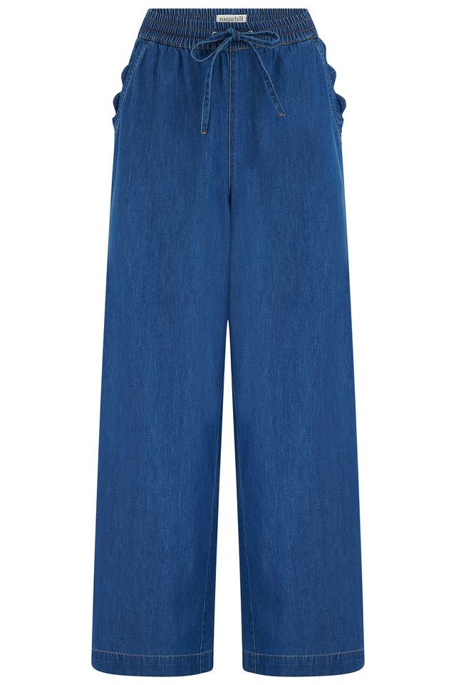Sugarhill Brighton Megan Scallop Denim Trousers - Deep Blue