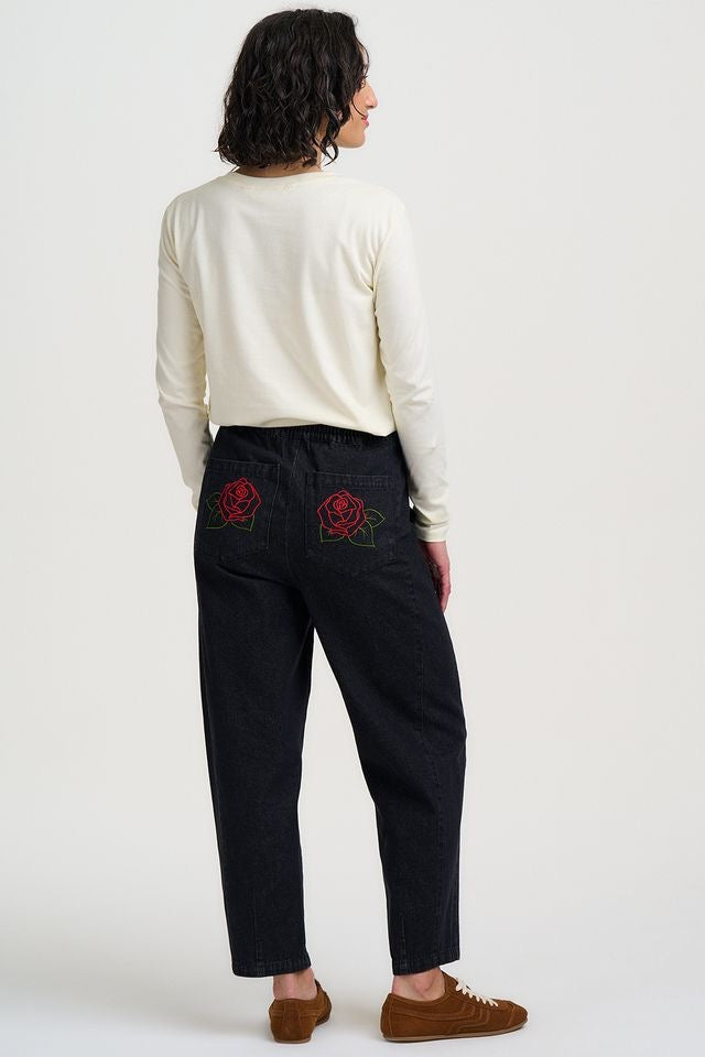 Sugarhill Brighton Mila Barrel Leg Trousers - Washed Black