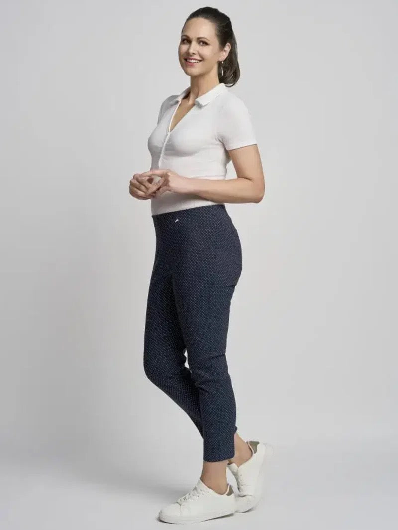 Pinns Ankle Grazer Trouser - Navy Polka Dot