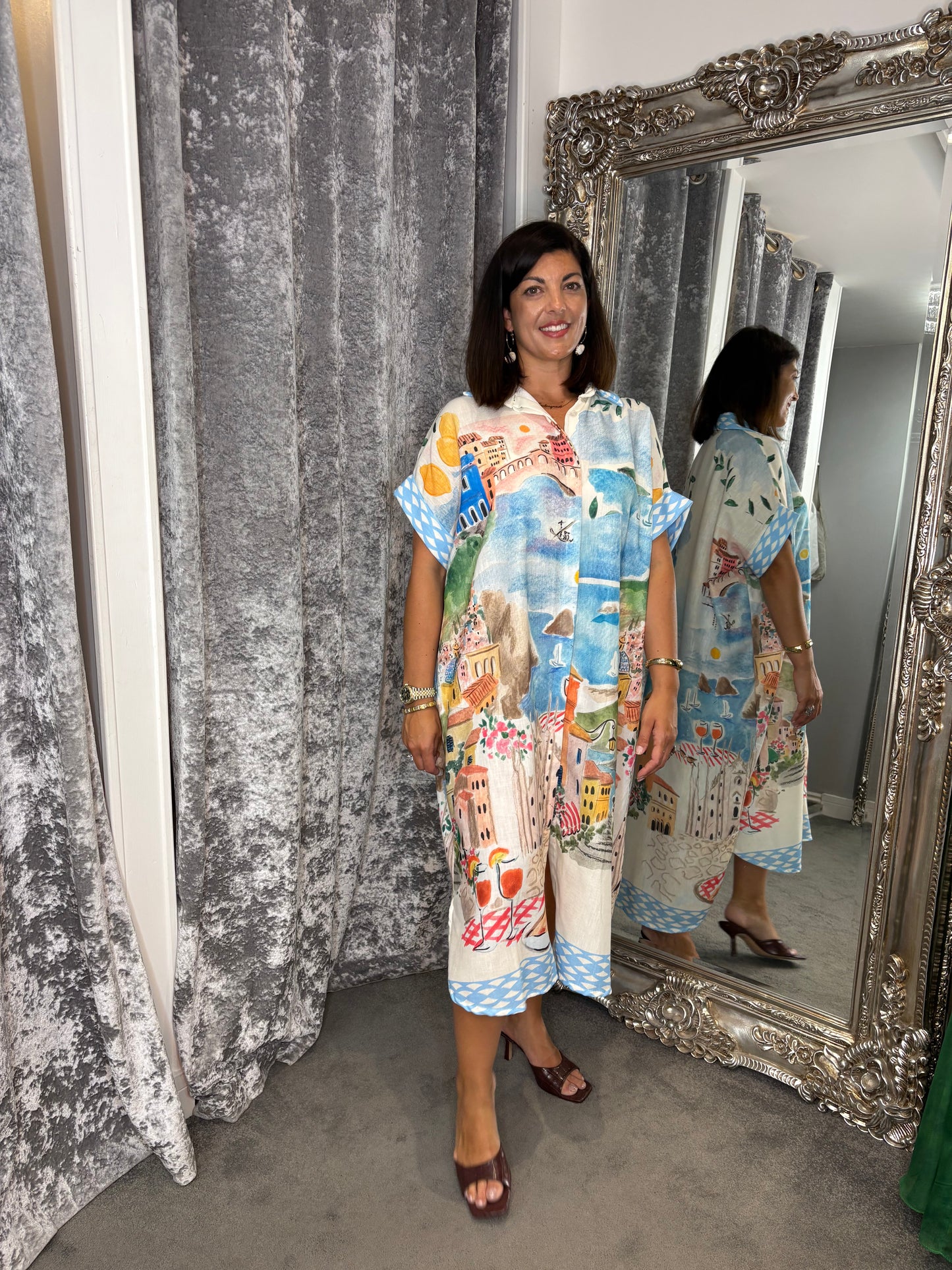 Studio Oversized Mediterranean Shirt Dress