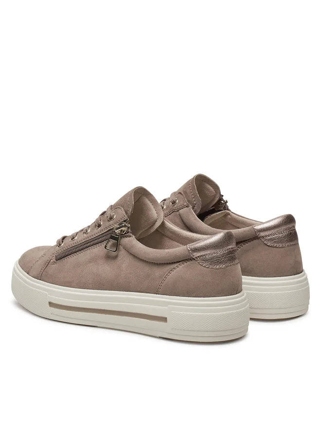 Caprice Mud Leather Suede Trainer