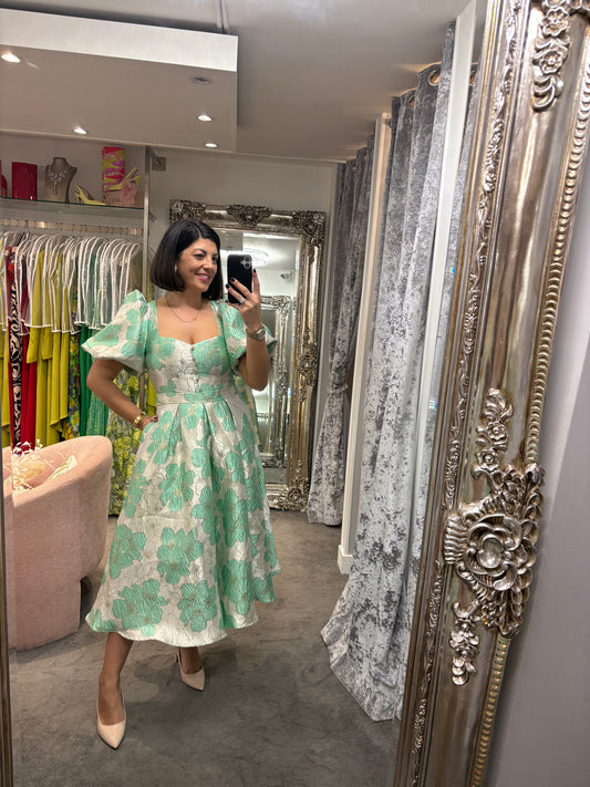 The 8th Sign Audrey Puff Sleeve - Metallic Mint