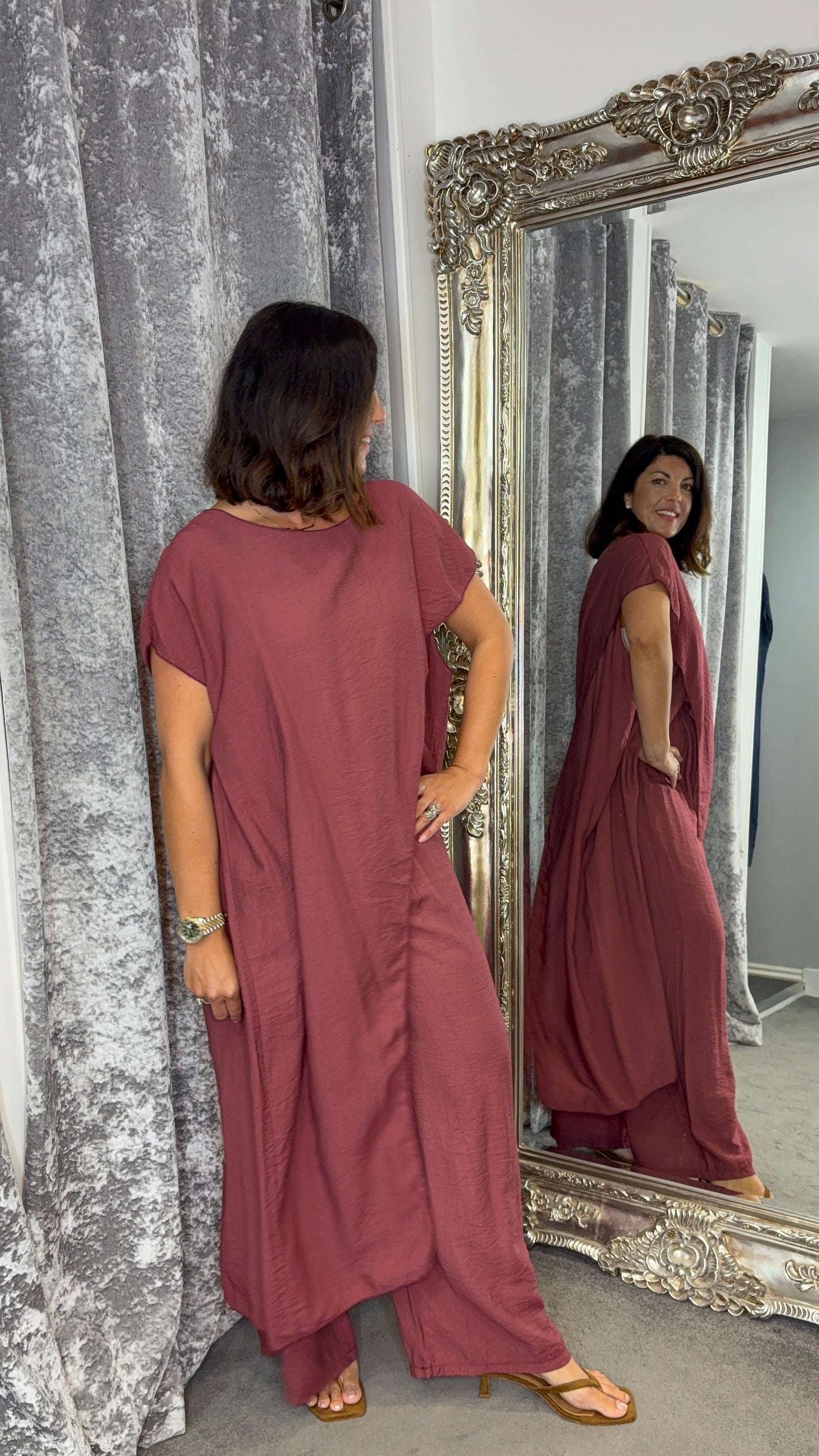 Studio Tunic Co-Ord Set - Bordeaux
