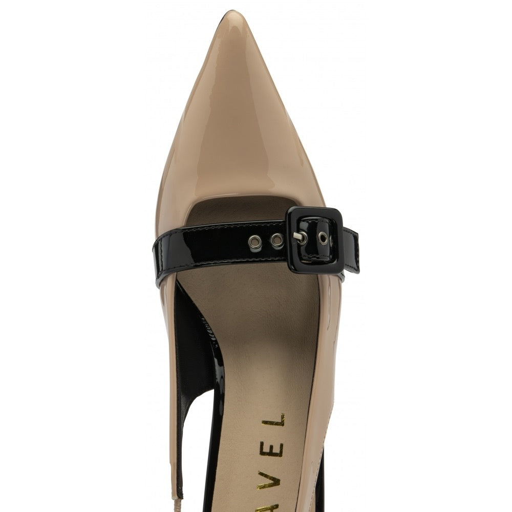 Ravel Nude Patent Dalry Slingback Court Shoes