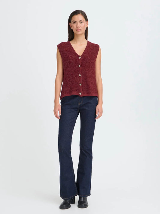 ICHI Blarisa Boucle Vest - Red