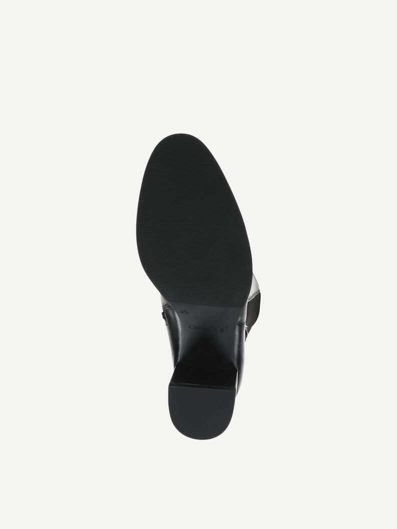 Caprice Long Leather Block Heel Boot - Black