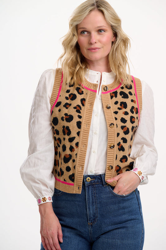 Sugarhill Brighton Natalie Knitted Waistcoat - Tan/Black