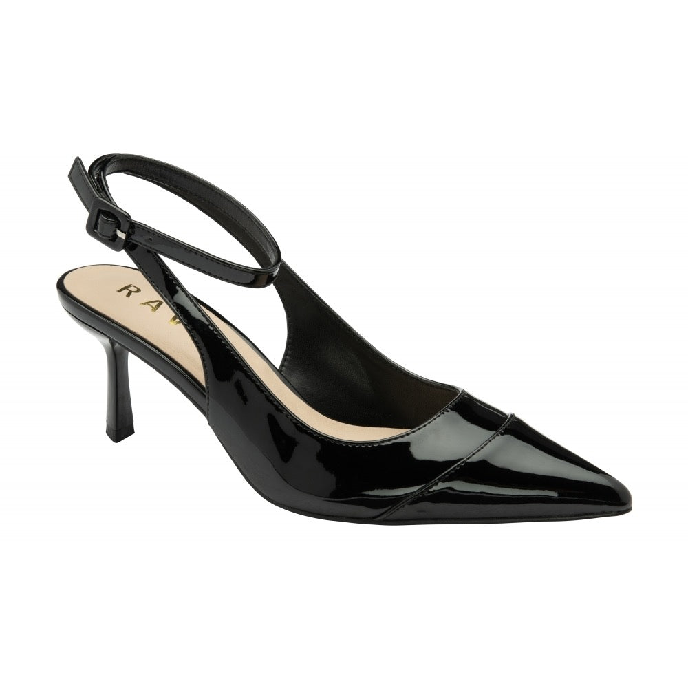 Ravel Black Patent Catrine Slingback Court Shoes |