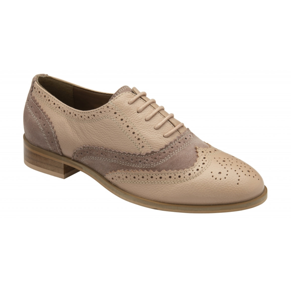 Ravel Pink Leather & Suede Oxton Brogues