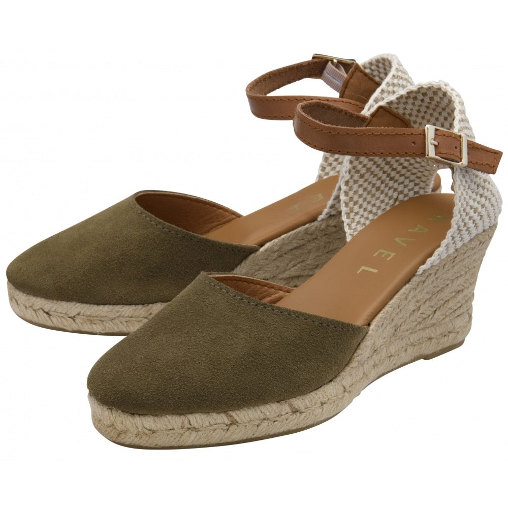 Ravel Burril Suede Espadrille Wedge Shoes - Khaki