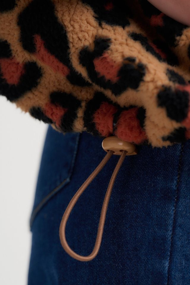 Sugarhill Brighton Remi Popper Fleece - Orange Leopard