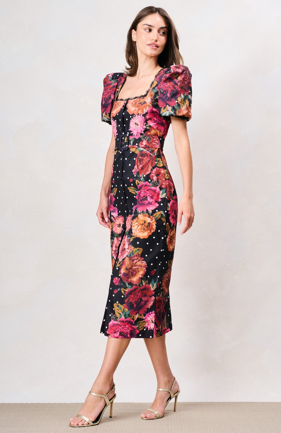Hope & Ivy The Rinna Pencil Dress - Black Floral