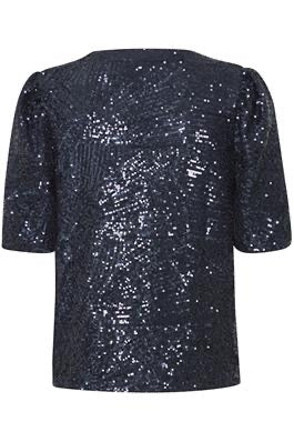 ICHI Fauca Blue Sequin Blouse