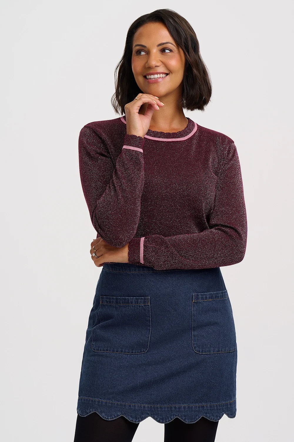 Sugarhill Brighton Vayda Scallop Skirt - Denim