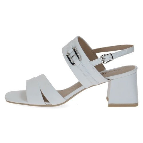 Caprice White Block Heeled Sandal