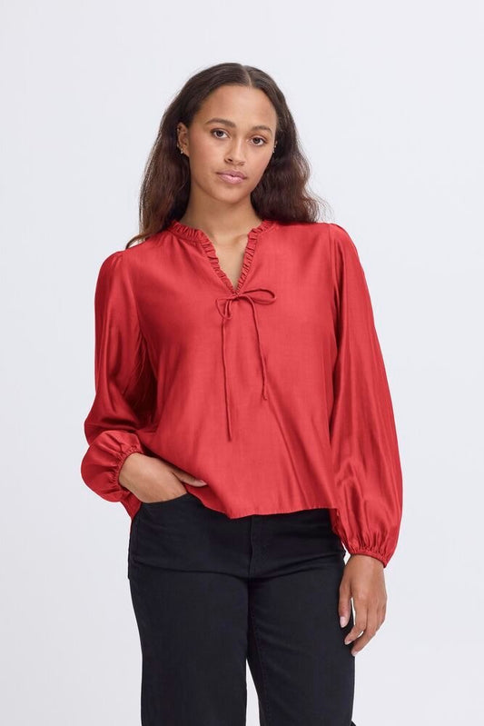 ICHI Karlani Blouse - Red Dahliau