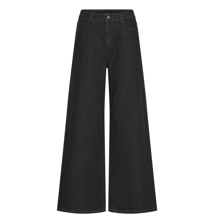 ICHI Braidy wide Leg Crystal Jeans - Dark Grey Wash