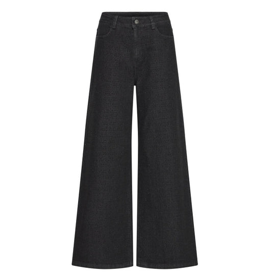ICHI Braidy wide Leg Crystal Jeans - Dark Grey Wash