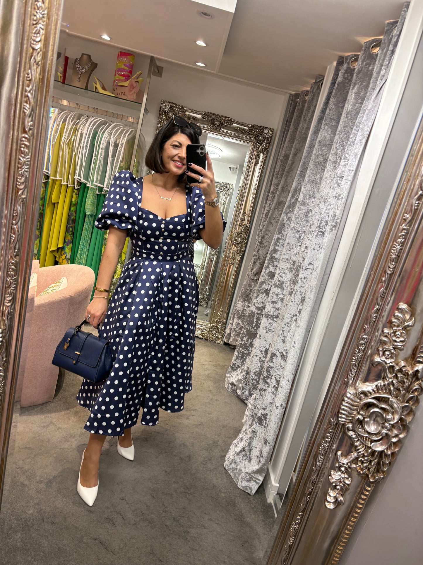 The 8th Sign Audrey Polka Dot Dress - Navy/White