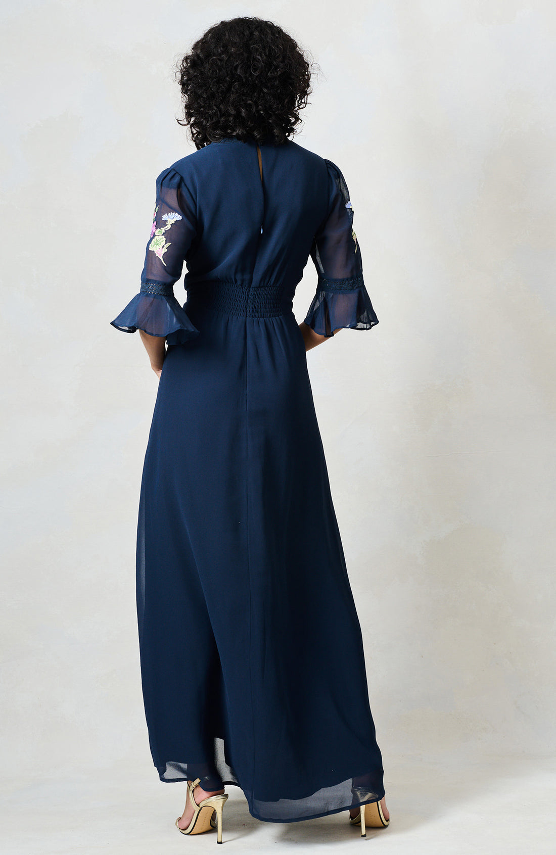 Hope & Ivy The Kyra Embroidered Maxi Dress - Navy