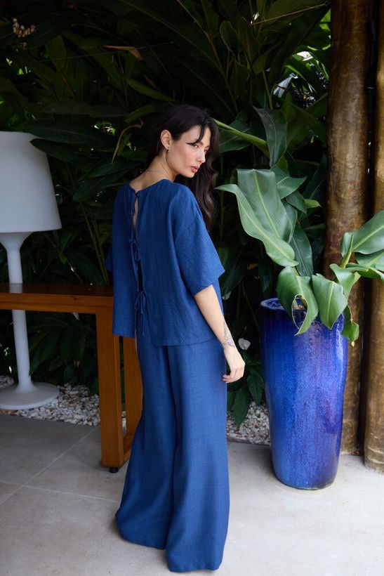 ICHI Katico Wide Leg Trousers - True Blue