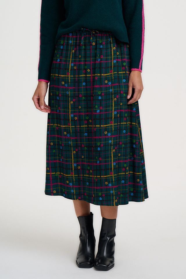 Sugarhill Brighton Melody Midi Skirt - Green Tartan