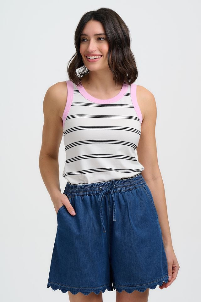Sugarhill Brighton Shelly Scallop Denim Shorts - Deep Blue