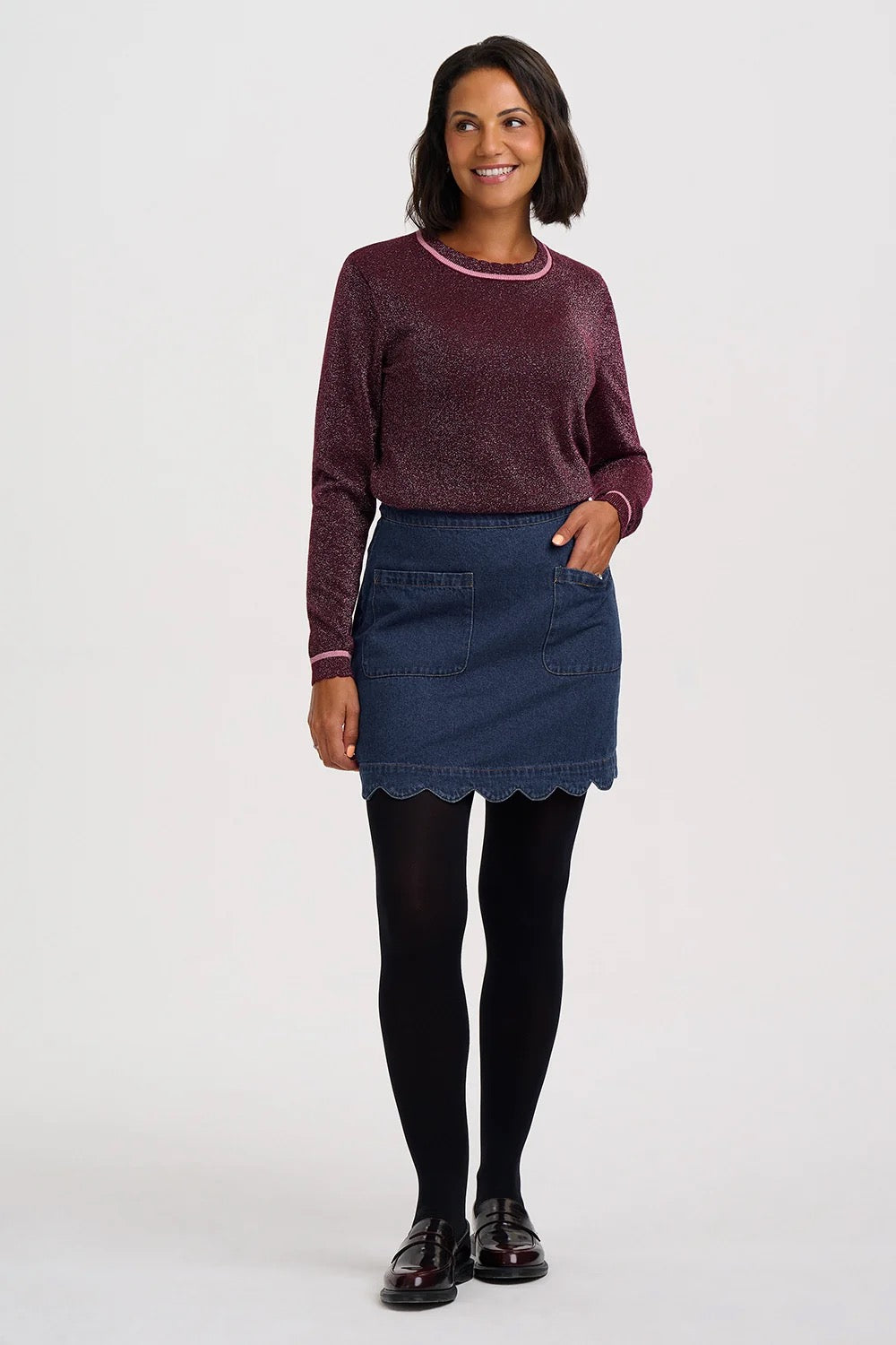 Sugarhill Brighton Vayda Scallop Skirt - Denim