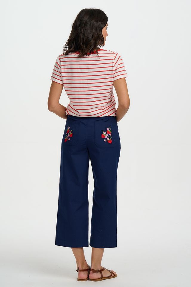 Sugarhill Brighton Khole V-Neck T Shirt - Red/Off White