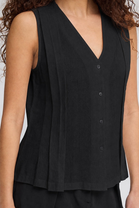 ICHI Linno Waist Jacket - Black