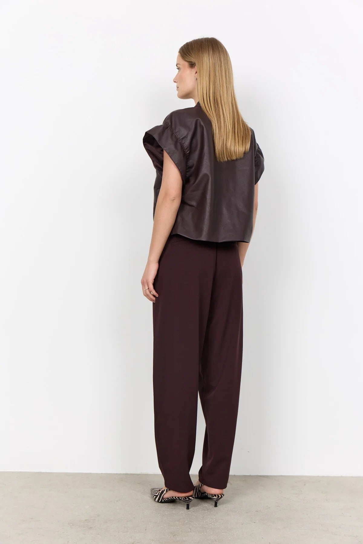 Soya Concept PU Waist Coat - Dark Plum