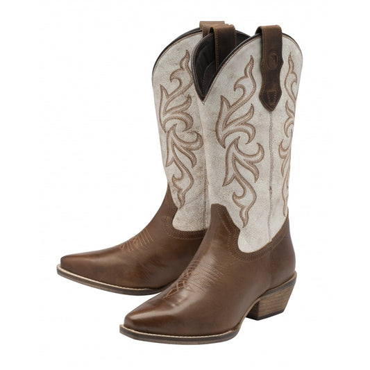 Ravel Lynn Leather Cowboy Boot - Tan/White