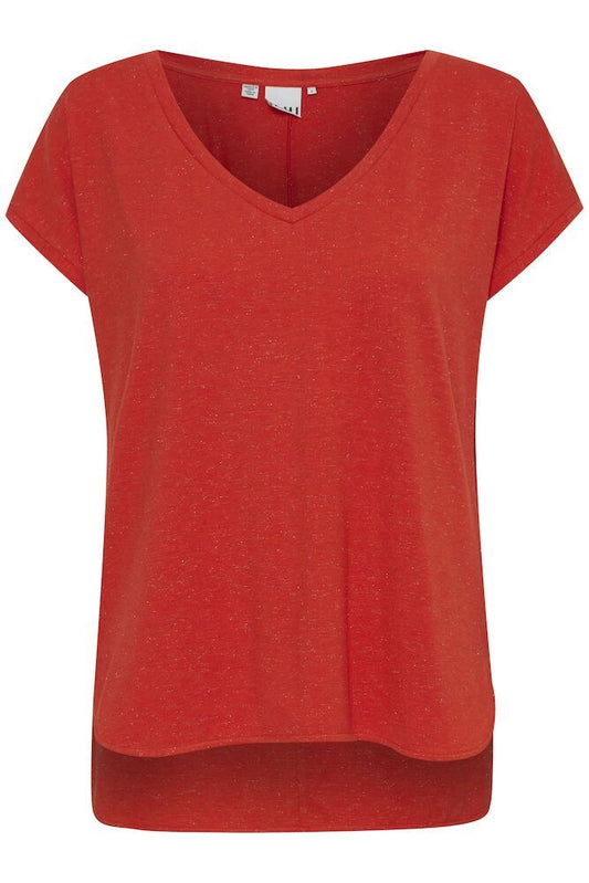 ICHI Rebel Cotton T-Shirt – Fiery Red