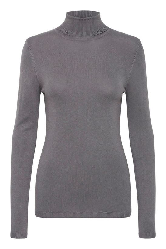 ICHI Mafa Polo Neck Sweater Grey