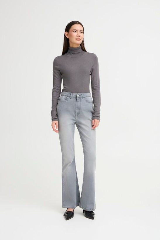 ICHI Mafa Polo Neck Sweater Grey