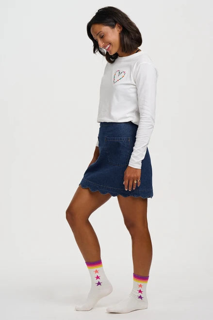Sugarhill Brighton Vayda Scallop Skirt - Denim