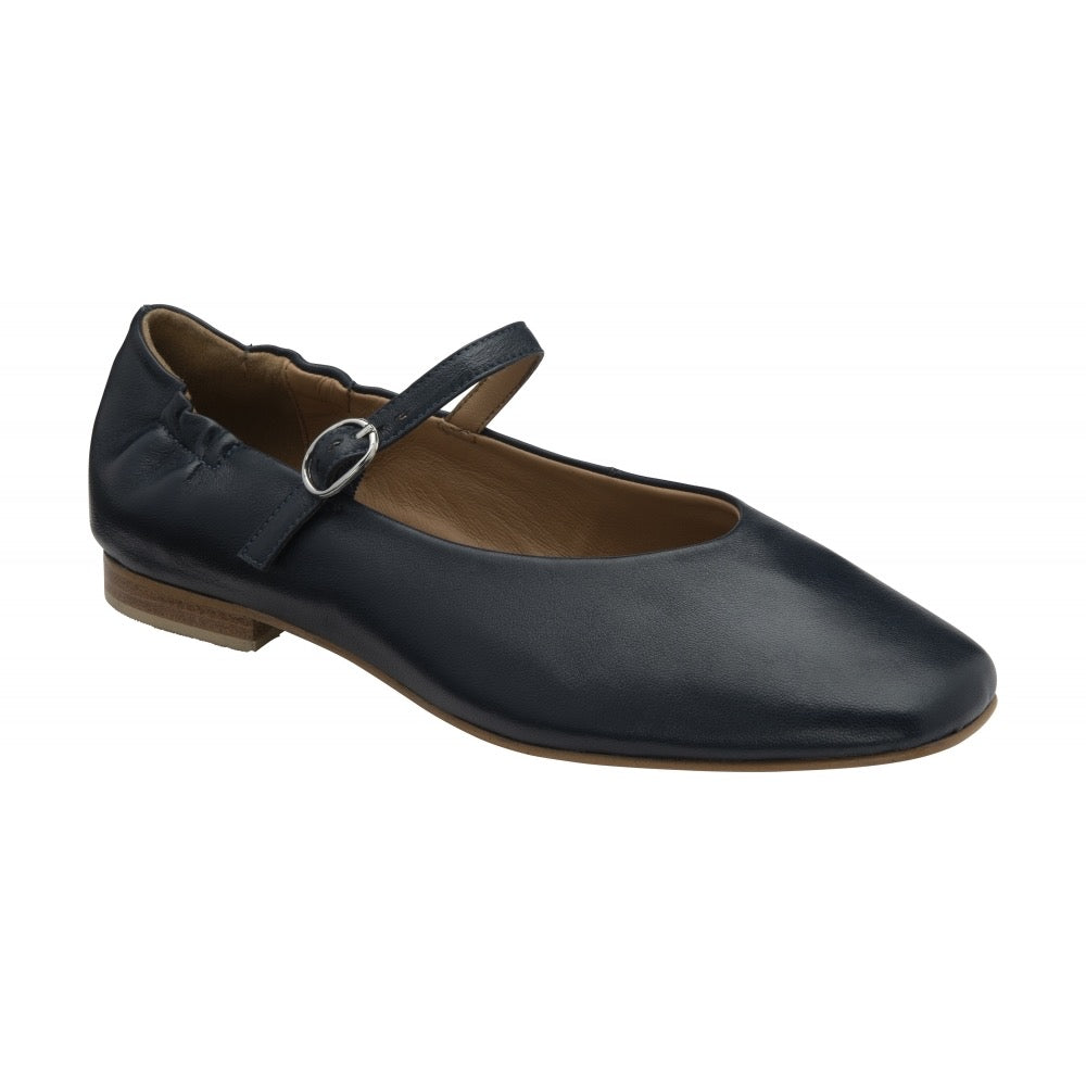 Ravel Navy Leather Lanton Flat Shoes
