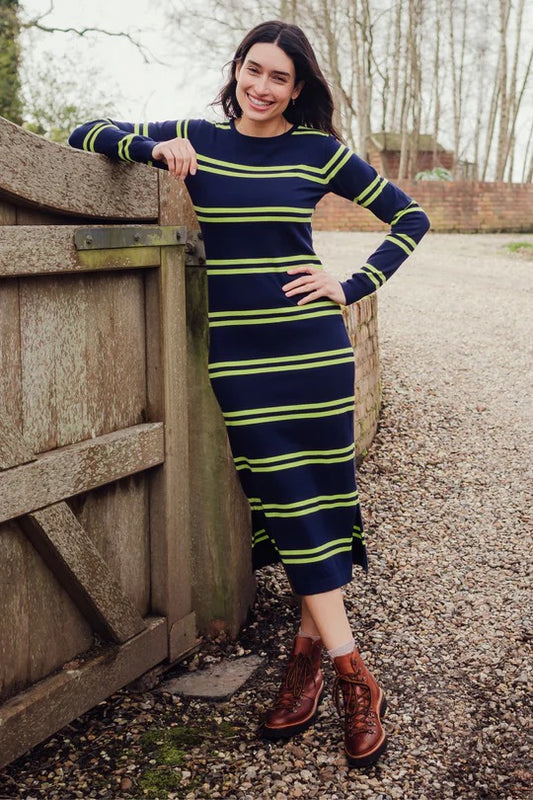 Sugarhill Brighton Liselle Midi Dress Navy Stripe