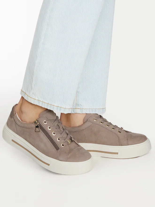 Caprice Mud Leather Suede Trainer