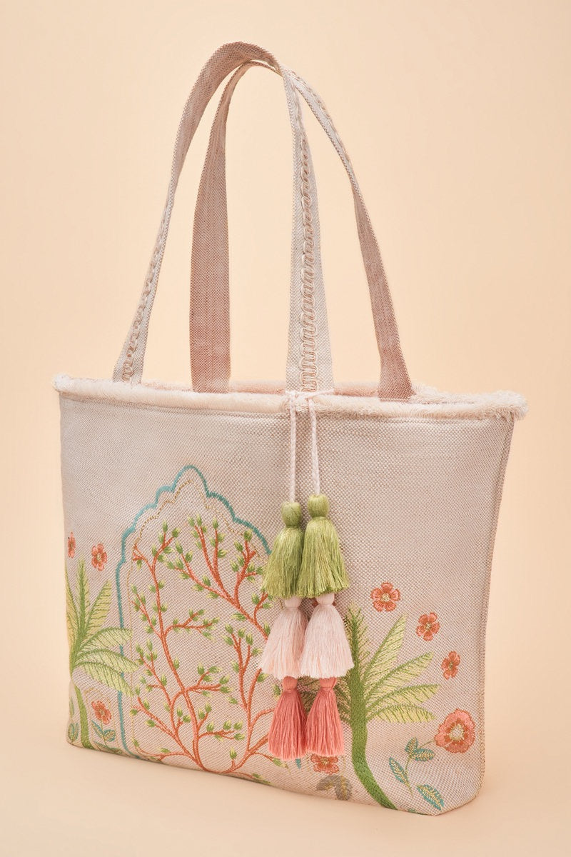 Powder Jute Beach Tote - Paradise Palms