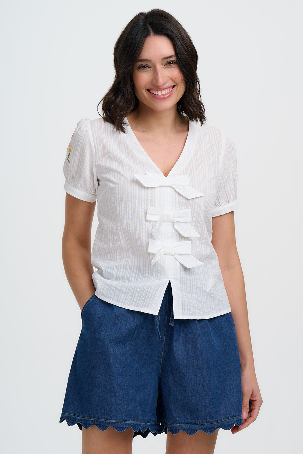 Sugarhill Brighton Adaline Bow Top - Off White