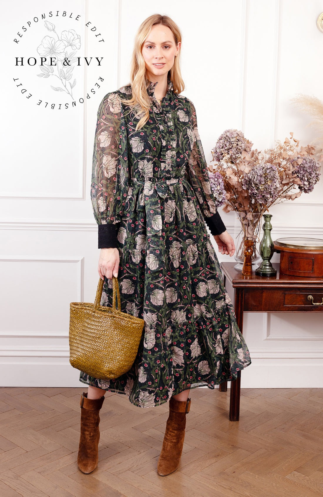 Hope & Ivy Dorothy Floral William Morris Print Dress