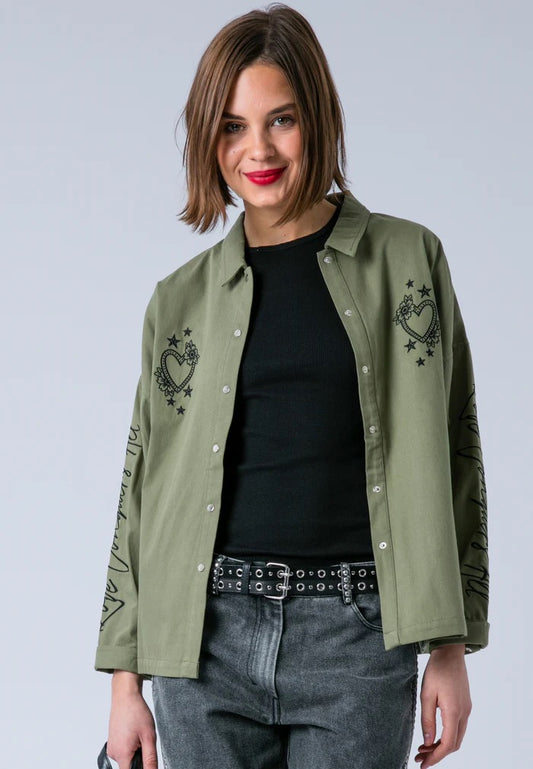 Religion Alice Embroidered Shirt - Khaki