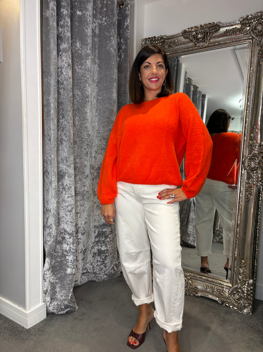 T1 Balloon Sleeve Jumper- Orange