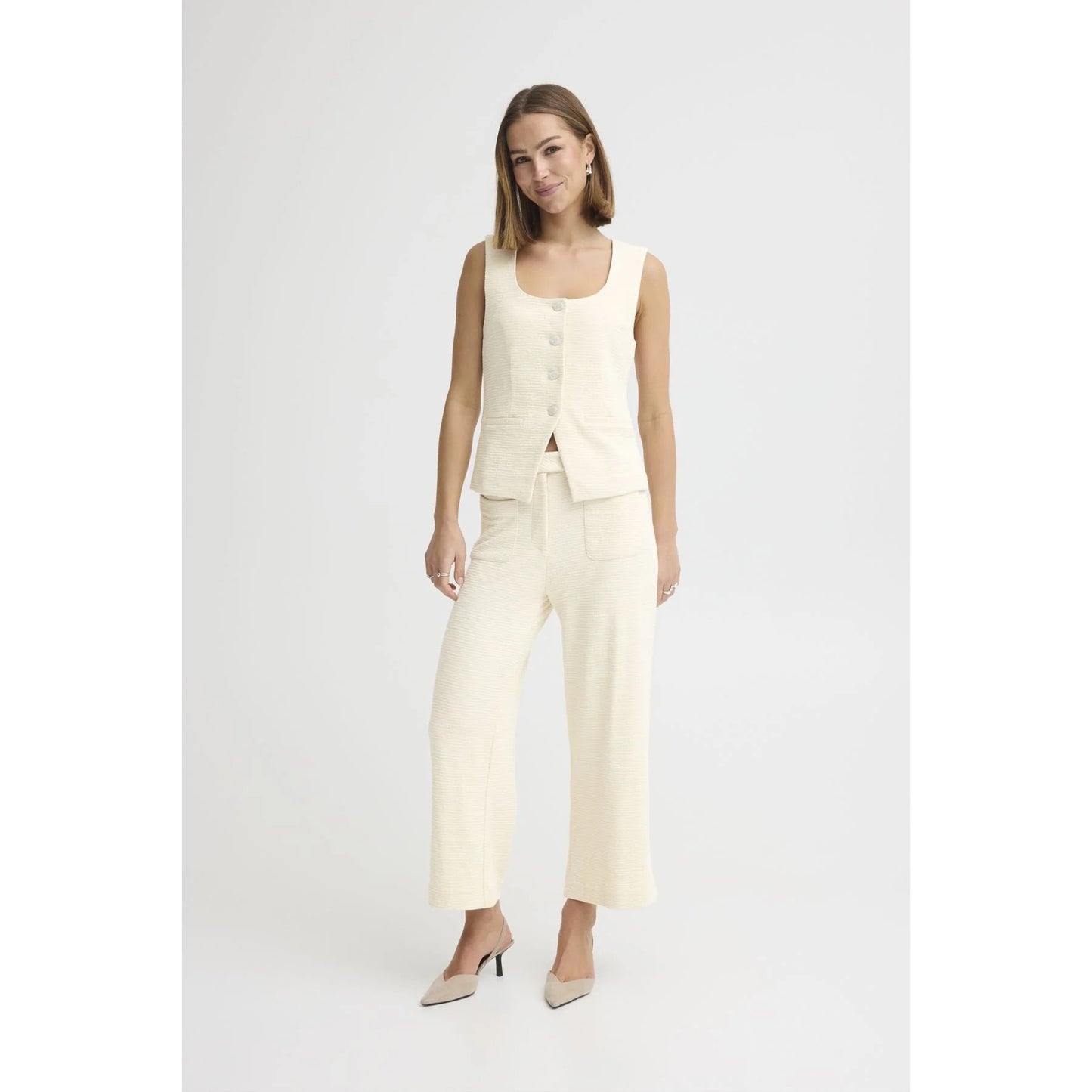 ICHI Kate Lumina Waistcoat - Almond Milk