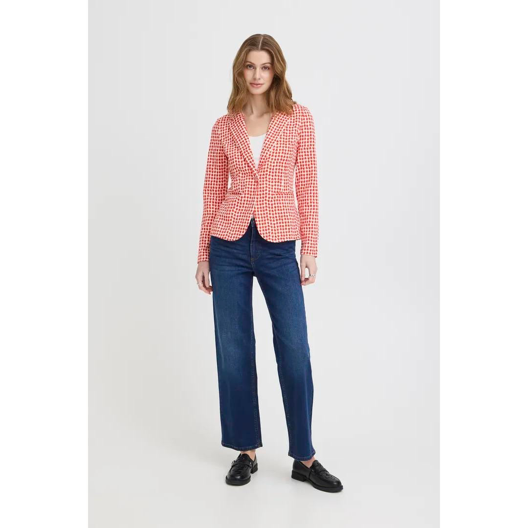 ICHI Kate Blazer Tulip Print - Red