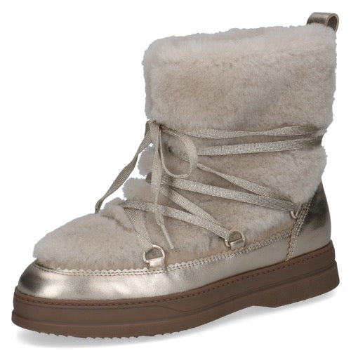 *COMING SOON* Peter Kaiser Leather Fur-Lined Boots - Gold/Cream