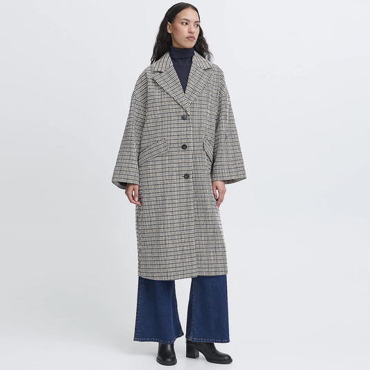 ICHI Emma Jacket - Navy Check